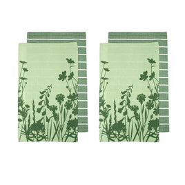 Ladelle Set of 4 Sanctuary Floral Cotton Kitchen Tea Towels 50 x 70 cm Green Home & Garden Kings Warehouse 
