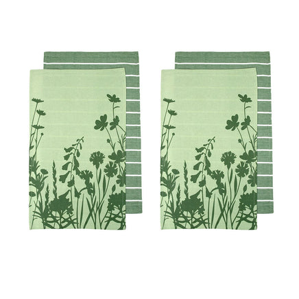 Ladelle Set of 4 Sanctuary Floral Cotton Kitchen Tea Towels 50 x 70 cm Green Home & Garden Kings Warehouse 