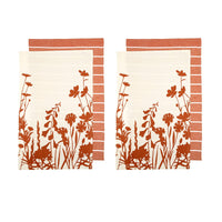Ladelle Set of 4 Sanctuary Floral Cotton Kitchen Tea Towels 50 x 70 cm Terracotta Home & Garden Kings Warehouse 