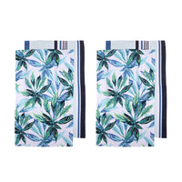Ladelle Set of 4 Zest Leaves Green Cotton Kitchen Tea Towels 50 x 70 cm Home & Garden Kings Warehouse 