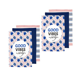 Ladelle Set of 6 Arise Good Vibes Tea Towels Blue Home & Garden Kings Warehouse 