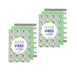 Ladelle Set of 6 Arise Good Vibes Tea Towels Green Home & Garden Kings Warehouse 