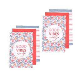 Ladelle Set of 6 Arise Good Vibes Tea Towels Pink Home & Garden Kings Warehouse 