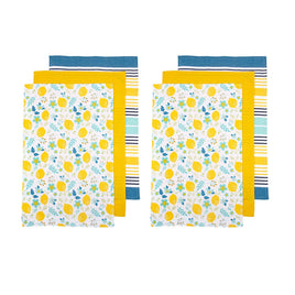 Ladelle Set of 6 Positano Cotton Kitchen Tea Towels 50 x 70 cm White Home & Garden Kings Warehouse 
