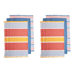 Ladelle Set of 6 Positano Stripe Cotton Kitchen Tea Towels 50 x 70 cm Red Home & Garden Kings Warehouse 
