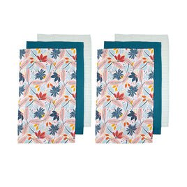 Ladelle Set of 6 Zest Bright Cotton Kitchen Tea Towels 50 x 70 cm Leaves Home & Garden Kings Warehouse 