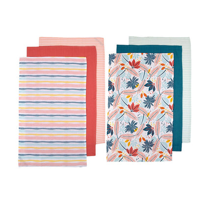 Ladelle Set of 6 Zest Bright Cotton Kitchen Tea Towels 50 x 70 cm Mix Home & Garden Kings Warehouse 