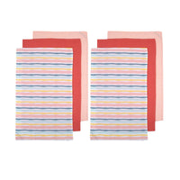 Ladelle Set of 6 Zest Bright Cotton Kitchen Tea Towels 50 x 70 cm Stripes Home & Garden Kings Warehouse 