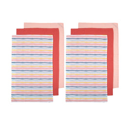 Ladelle Set of 6 Zest Bright Cotton Kitchen Tea Towels 50 x 70 cm Stripes Home & Garden Kings Warehouse 