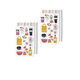 Ladelle Sunday Market Set of 4 Cotton Kitchen Towels Yellow Multi Home & Garden Kings Warehouse 