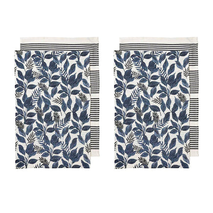 Ladelle Tierra Set of 4 Cotton Kitchen Towels Navy Home & Garden Kings Warehouse 