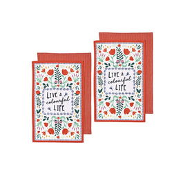 Ladelle Villa Set of 4 Cotton Kitchen Towels Red Home & Garden Kings Warehouse 