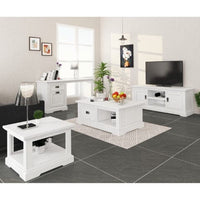 Laelia Coffee Table 120cm Solid Acacia Timber Wood Coastal Furniture - White living room Kings Warehouse 