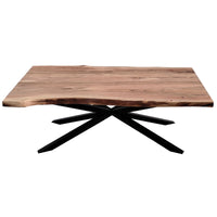 Lantana Coffee Table 130cm Live Edge Solid Acacia Timber Wood Metal Leg -Natural living room Kings Warehouse 