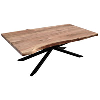 Lantana Coffee Table 130cm Live Edge Solid Acacia Timber Wood Metal Leg -Natural living room Kings Warehouse 