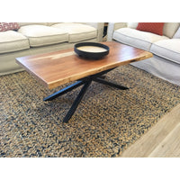 Lantana Coffee Table 130cm Live Edge Solid Acacia Timber Wood Metal Leg -Natural living room Kings Warehouse 