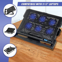 Laptop Cooling Pad with Adjustable Fan Stand – Fits 11" to 17" Notebooks Electronics Kings Warehouse 
