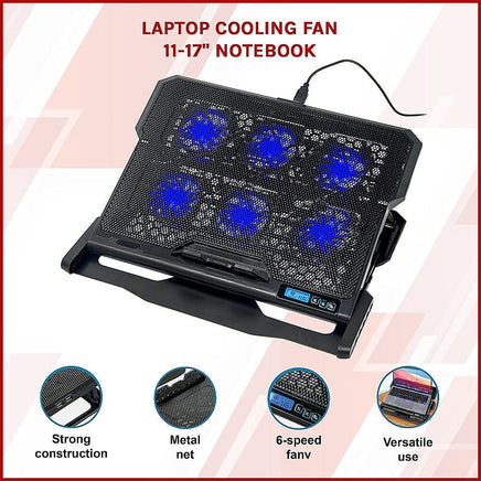 Laptop Cooling Pad with Adjustable Fan Stand – Fits 11" to 17" Notebooks Electronics Kings Warehouse 