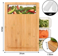 Large Bamboo Cutting Board and 4 Containers with Mobile Holder gift included for Home Kitchen Kings Warehouse 