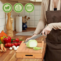 Large Bamboo Cutting Board and 4 Containers with Mobile Holder gift included for Home Kitchen Kings Warehouse 