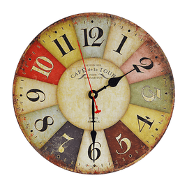 Large Colourful Wall Clock Kitchen Office Retro Timepiece Kings Warehouse