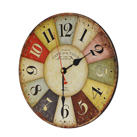 Large Colourful Wall Clock Kitchen Office Retro Timepiece Kings Warehouse 