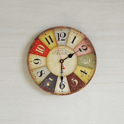 Large Colourful Wall Clock Kitchen Office Retro Timepiece Kings Warehouse 