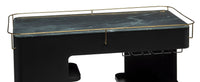 Large Contemporary Black Gold Drinks Trolley Bar Cart with Marble Top and Stemware Rack Furniture Kings Warehouse 