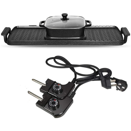 Large Electric Grill Hot Pot Hotpot 2 In 1 Electric Barbecue Non-Stick Pan Grill/Korean BBQ/Shabu Shabu 2200W Kings Warehouse 
