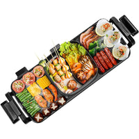 Large Electric Grill Hot Pot Hotpot 2 In 1 Electric Barbecue Non-Stick Pan Grill/Korean BBQ/Shabu Shabu 2200W Kings Warehouse 