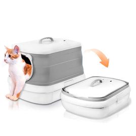 Large Foldable Cat Litter Box Plastic Toilet Easy Cleaning Pet Care Kings Warehouse 