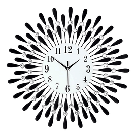 Large Modern 3D Crystal Wall Clock Luxury Art Metal Round Home Decor KingsWarehouse 