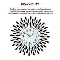 Large Modern 3D Crystal Wall Clock Luxury Art Metal Round Home Decor KingsWarehouse 