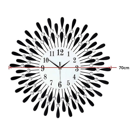 Large Modern 3D Crystal Wall Clock Luxury Art Metal Round Home Decor KingsWarehouse 