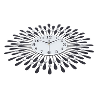 Large Modern 3D Crystal Wall Clock Luxury Art Metal Round Home Decor KingsWarehouse 