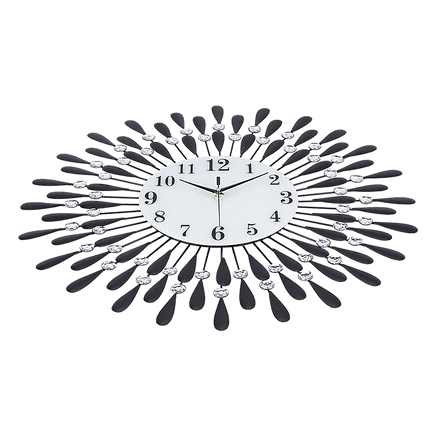 Large Modern 3D Crystal Wall Clock Luxury Art Metal Round Home Decor KingsWarehouse 