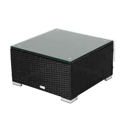 Large Modular Outdoor Ottoman Lounge Set in Black Furniture Kings Warehouse 