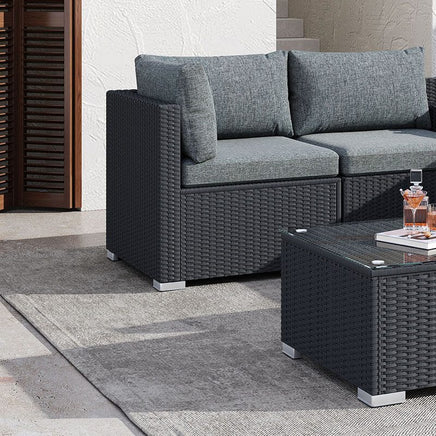 Large Modular Outdoor Ottoman Lounge Set in Black Furniture Kings Warehouse 