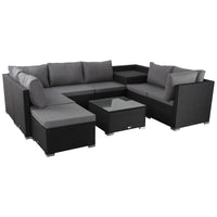 Large Modular Outdoor Ottoman Lounge Set in Black Furniture Kings Warehouse 