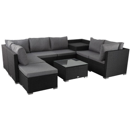 Large Modular Outdoor Ottoman Lounge Set in Black Furniture Kings Warehouse 