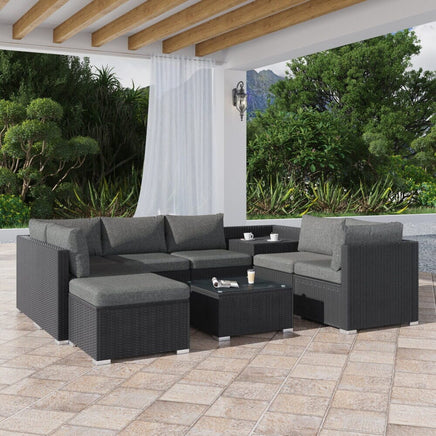 Large Modular Outdoor Ottoman Lounge Set in Black Furniture Kings Warehouse 