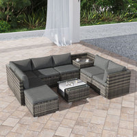 Large Modular Outdoor Ottoman Lounge Set in Grey Furniture Kings Warehouse 