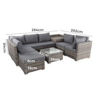 Large Modular Outdoor Ottoman Lounge Set in Grey Furniture Kings Warehouse 