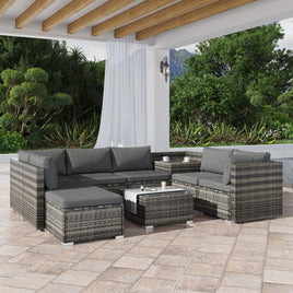 Large Modular Outdoor Ottoman Lounge Set in Grey Furniture Kings Warehouse 