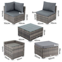 Large Modular Outdoor Ottoman Lounge Set in Grey Furniture Kings Warehouse 