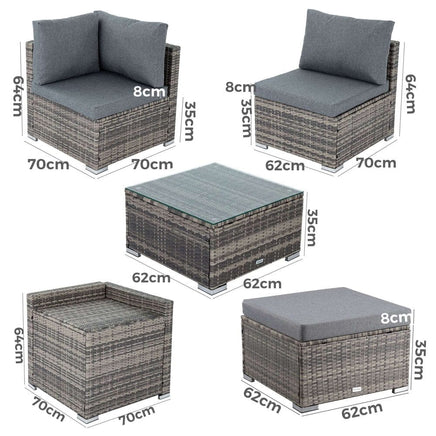 Large Modular Outdoor Ottoman Lounge Set in Grey Furniture Kings Warehouse 