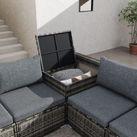 Large Modular Outdoor Ottoman Lounge Set in Grey Furniture Kings Warehouse 
