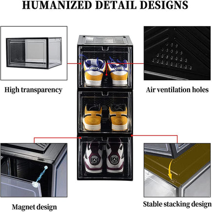 Large Shoe Storage Boxes Stackable Shoe Box Organisers Containers Display Cases Bins Magnetic Door Kings Warehouse 