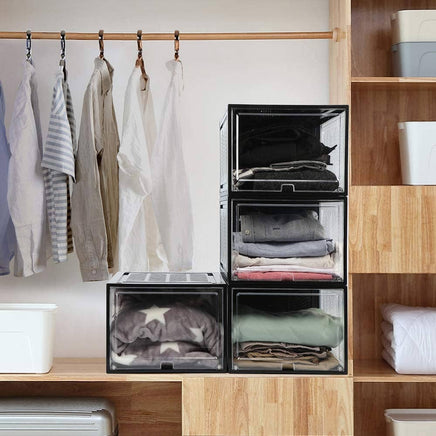 Large Shoe Storage Boxes Stackable Shoe Box Organisers Containers Display Cases Bins Magnetic Door Kings Warehouse 