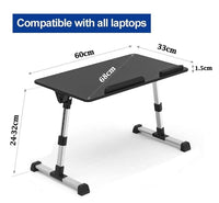 Large Size Folding and Adjustable Laptop Bed Tray Table for, Writing, Drawing and Working - 60 x 33 cm (Black) Kings Warehouse 